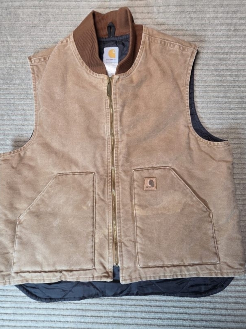 Vintage Carhartt V02 BRN Duck Canvas Vest Mens Size XL Quilt Lined Vest